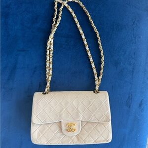 Chanel beige nude classic double flap lambskin vintage 24K